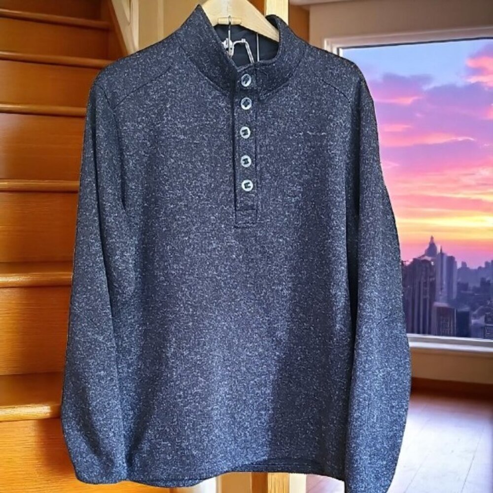 RedHead men's Dark Gray 5 Button Henley Style Sweater warm cozy XL
